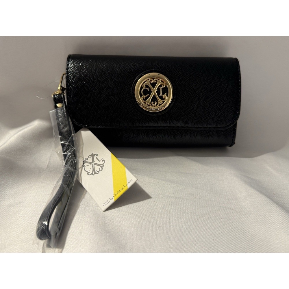 CXL by Christian Lacroix Bali Caviar Small Clutch Wristlet Black Wallet NWT